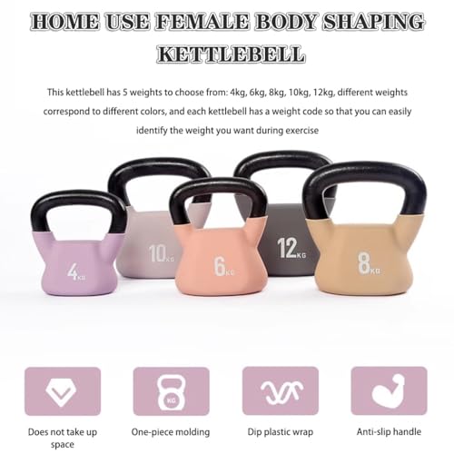 Kettlebell Weights Home Use Female Body Shaping Kettle Bells, Gym Muscle Training Dumbbell, Swing/Squat/Press, Sports Training Equipment(B-6kg)