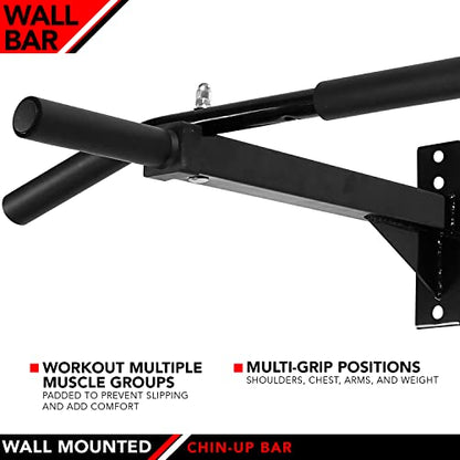 JFIT Wall Mounted Chin-Up Bar with Padded Foam Grips, Holds up to 400 LB