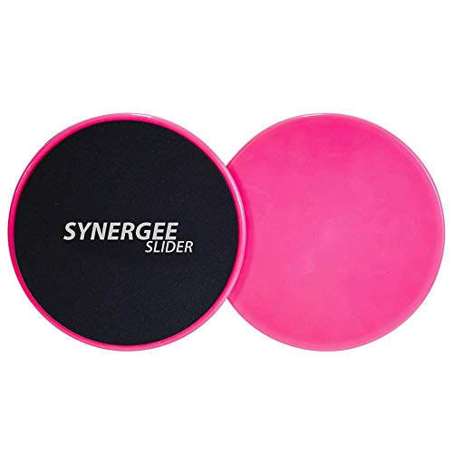 Synergee Core Sliders. Dual Sided Use on Carpet or Hardwood Floors. Abdominal Exercise Equipment - color: Power Pink