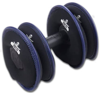 HYPERWEAR SoftBell Adjustable Dumbbells – Soft Neoprene Weight Plates with Easy-Grip Handle, Modular Dumbbell System for Home Gym, Strength & Functional Training (3-40 lbs) - color: (H) 30-Pound | Indigo | Single | 4 Plates