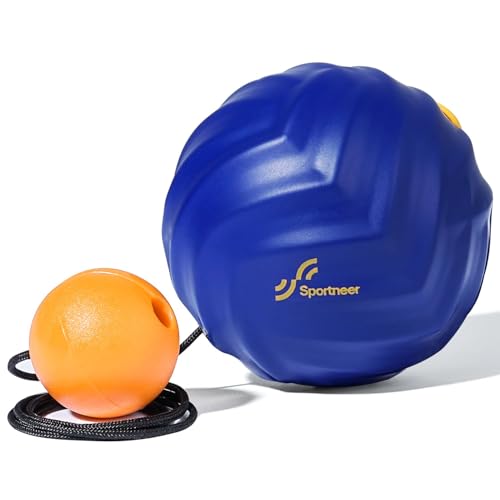 Sportneer Massage Lacrosse Ball with String, Deep Tissue Massager for Back Myofascial Release, Shoulder Trigger Point Therapy & Foot Plantar Fasciitis, Free Relax for Whole Body (Blue)