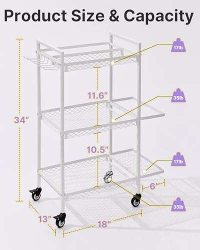 YOTTOY 3-Tier Gym Storage Rack for Home Gym–Multi-Functional Weight Rack, Dumbbell Rack, Yoga Mat Holder with Side Basket & 6 Hooks, Gym Equipment Organizer