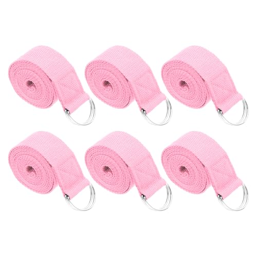 PATIKIL Yoga Strap for Stretching Cotton Yoga Belt with Adjustable Metal D-Ring Buckle Stretch Bands for Fitness Pilates - color: Pink, size: 8 Feet