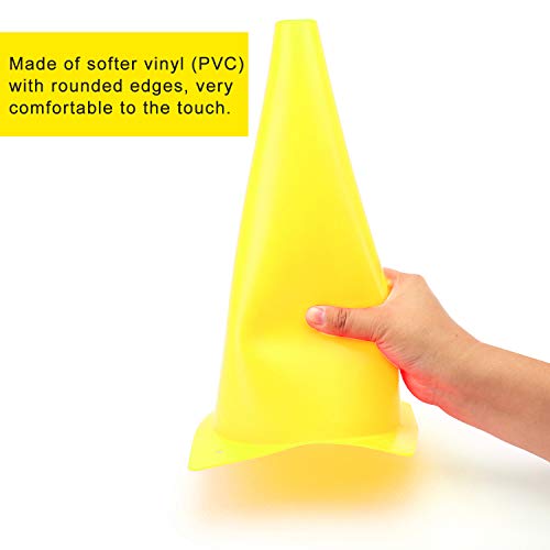 12 Inch Traffic Training Cones, Plastic Safety Parking Cones, 6 Colors - color: Yellow Set of 12