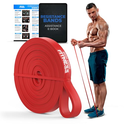 Pull Up Assistance Resistance Bands - Long Loop Power Bands for Men and Women - Strength Power Flexibility Training at Home & Gym - Ebooks & Workout Chart Included by Iron Core Fitness - color: #5 Red