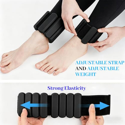 2-Pound Pair Silicone Weighted Wrist & Ankle Bracelets – Adjustable Soft Fitness Sandbags for Men & Women