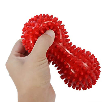 Agatige Double Peanut Massage Lacrosse Ball, Spiky Therapy Ball for Leg Back Shoulder Muscle Release Relief Deep Tissue Massage Yoga Ball for Yoga, Pilates, Tennis(#1 Red)