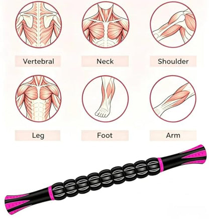 Muscle Roller Stick - A Full-Body Massage Roller that Can Relieve Muscle Soreness, Cramps and Tension After Exercise. It is a Handheld Physical Therapy and Recovery Tool（Red and Black） - color: Red Black
