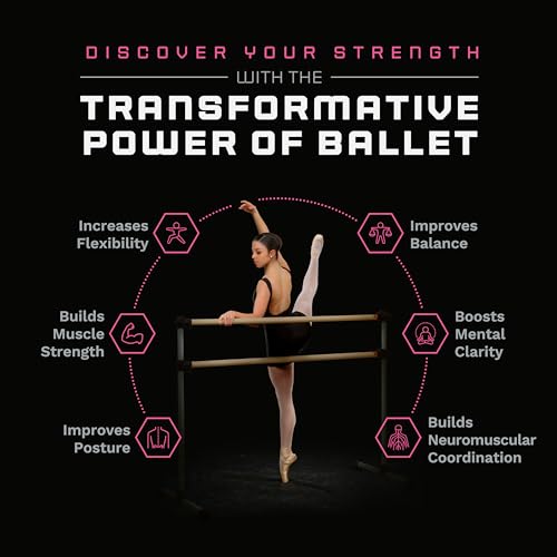 VITA Barre Portable Freestanding Double Ballet Barre, Prodigy, Aluminum | Adjustable Height, USA Made, Home or Gym Exercise Equipment for Kids & Adults | Dance, Fitness, Pilates - color: Black, style: 5 Ft