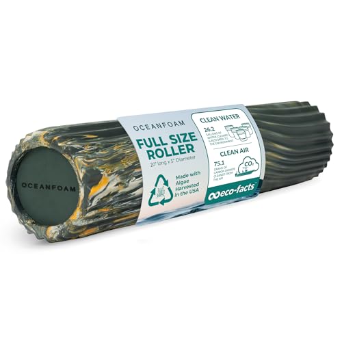 Tidal Roller - Hunter, Gold & Natural Marbled - Muscle Massage Foam Roller for Back Pain & Stretching - Firm & Ergonomic Wide Wave Textured - Yoga, Athletics, Wellness - Full Size, 20" x 5" - color: Hunter, Gold & Natural Marbled