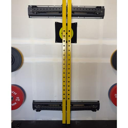 HulkFit Pro Series Wall Mounted Folding Squat Rack and Power Rack with Pull Up Bar & J Hooks for Home Gym, Strength Training Exercise Equipment - style: Wall Mounted Power Cage