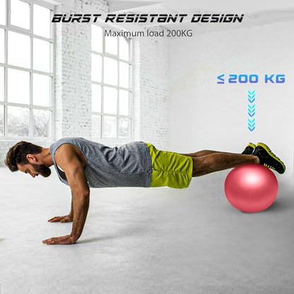 Cikyner Soft Pilates Ball, Small Exercise Ball 9 Inch Mini Gym Ball with Inflatable Straw, Suitable for Pilates, Yoga, Full Body Training, Physical Therapy and Balance improving at Home, Gym & Office - color: Red
