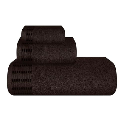 MALLONI HOME Ultra Soft 3 Pack Cotton Towel Set, Contains a Bath Towels 28x55 inch, a Hand Towels 16x24 inch & a Wash Coths 12x12 inch, Ideal Everyday use, Compact & Lightweight - Chocolate Brown - color: Chocolate Brown, size: 3 Pack Set