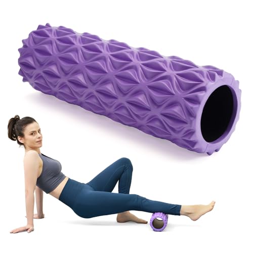 Foam Roller - 15 inch Deep Tissue Massager for Muscle Massage, Myofascial Trigger Point Release, Exercise, Yoga, Pilates & Stretching(Purple) - color: Purple