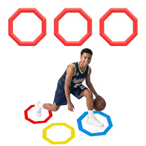 Agility Rings 3 Pcs Suitable for Sports & Fitness Step Training, Non-Slip Silicone Speed Training Rings with 192 Suction Cups, Training Equipment for Basketball Soccer Street Dance
