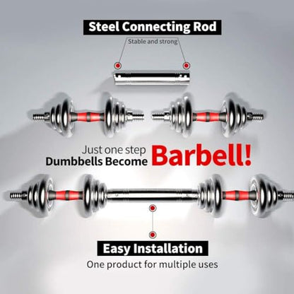 Generic Adjustable Dumbbell Set 44lbs Home Gym Cast Iron Barbell Sets with Carry Box, Office Bedroom Workout Dumbbells for Men, Women, Sold as A Pair., Silver