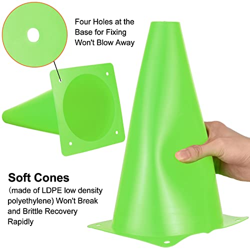 Hoteam 30 Pcs Traffic Cones Plastic Sport Agility Train - color: Green, size: 9inch