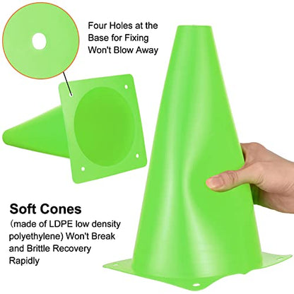 Hoteam 30 Pcs Traffic Cones Plastic Sport Agility Train - color: Green, size: 9inch