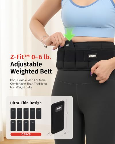 ZELUS Weighted Belt for Women Men, 6/8/10lb Z-Fit Adjustable Weighted Belt - size: Small-6LB (22.4" - 36.2")