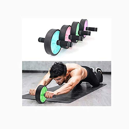 AB Wheel Roller with Knee Pad Push Up Bars Handles Grips Adjustable Skipping Jump Rope, Home Gym Workout Exercise Equipment - color: Black