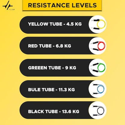 Stretch 11Pcs Resistance Bands Set for Exercise, Stretching and Workout Toning Tube Kit with Foam Handles, Door Anchor, Ankle Strap and Carry Bag for Men, Women