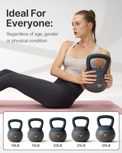 YOTTOY Soft Kettlebell, Set for Strength Training Kettlebells & Home Workouts, Soft-Sided Cushioned Base, Wide-Handle - Ideal for Men, Women, & Beginners - color: 6LB-Blue