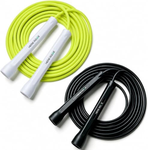 HEREROPE Adjustable Jump Rope – 5mm PVC Skipping Rope with Unbreakable Handles, Non-Kinking, Includes 1 Spare Rope for Indoor & Outdoor Fitness Training for Men, Women - color: 2 Ropes