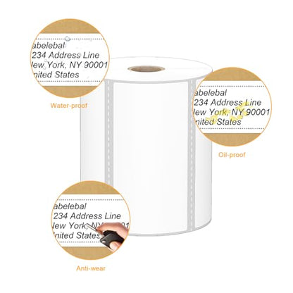 (9,000 Labels/12 Rolls) Labelebal 3-Proof 1" Core 12 Rolls 4" x 2" Inch Direct Thermal Labels, Address Shipping Labels Compatible with Rollo & Zebra Desktop Printers Adhesive - color: Zb-4''x2''-12 Rolls-9000 Labels