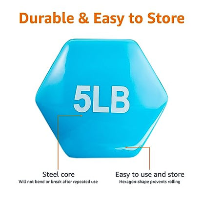 Amazon Basics Vinyl Coated Dumbbell Hand Weights - style: 5 Pounds, Pair