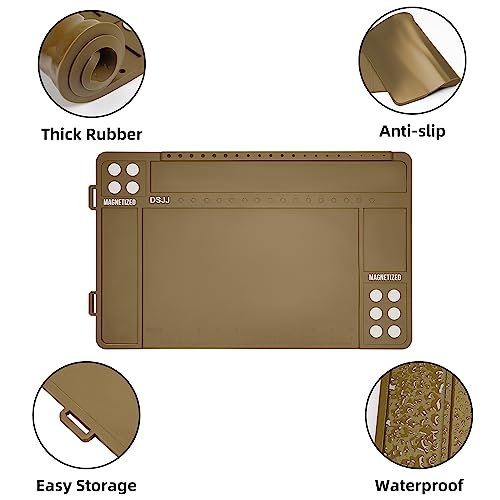 CKPART Gun Cleaning Mat, Premium Magnetic Pad With Organizer Parts Tray, Anti-Slip Rubberized Pistol Mat, Protective Workbench Mat for Gun Cleaning (16.5"x 10.43")