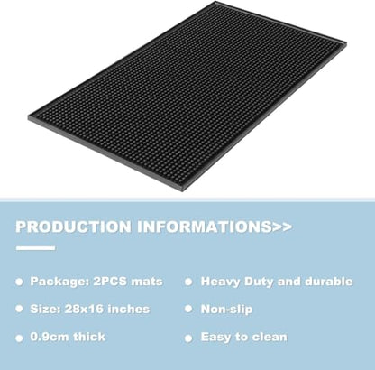 Extra Large (31.5 inch by 16 inch) Thick Rubber Service Bar Mat for Home Kitchen Counter Mat, Bartender Bar Mat, Dish Drying Mat, 2 Packs Black - size: 31.5x16 inches(2 Packs, Black)
