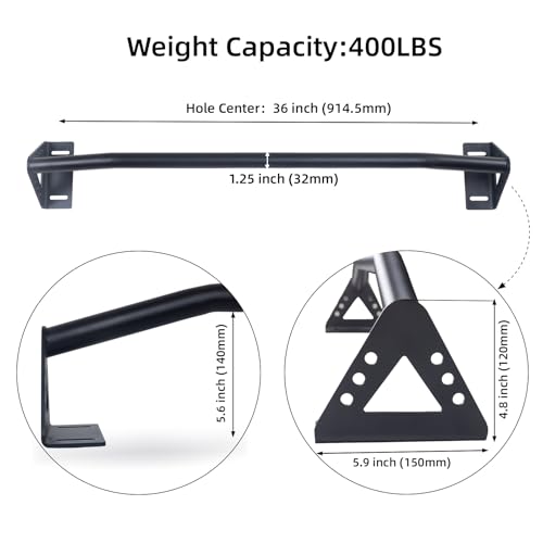 Wall Mounted Pull Up Bar Doorway, Heavy Duty Strength Training Pull-Up & Chin Up Bars for Doorframe, Support Beam or Joist Mount Thick Metal Sturdy Construction Support 500 lbs