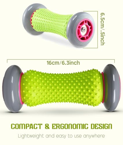Foot Roller Massager for Plantar Fasciitis Relief, Neuropathy, Reflexology Trigger Point Foot Massager Roller, Feet Rollers with Spike Ball to Relieve Stress and Tight Muscles, Deep Tissue Massage