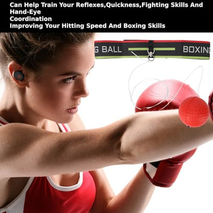Boxing Reflex Ball Set | Adjustable Headband Reflex Ball for Hand-Eye Coordination Training | Enhance Reflexes, Speed & Skills | Ideal for All Ages & Fitness Levels