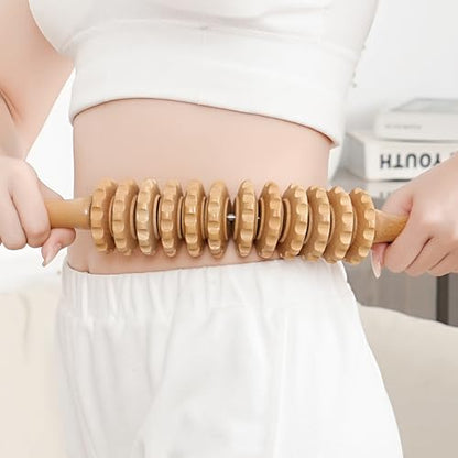 Cellulite Massage Tool Wood Therapy Massage Tools Fascia Blaster Cellulite Roller Lymphatic Drainage Massager Deep Tissue Massage Stick for Legs Thighs Muscle Relief Recovery(White 12-Wheel) - color: Nude 12-wheel