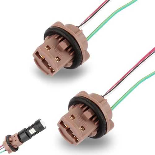 2 PCS Car 7443 Brake Light Bulb Holder, T20 Bulb Copper Pigtail Harness Socket, Insulating Heat-resistant Female Connector, Universal for Most Cars (Multicolored)