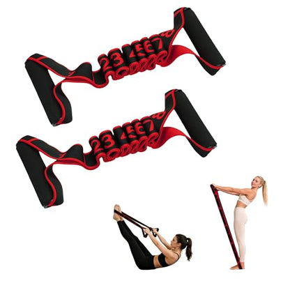Fitness Resistance Band for Stretching and Yoga, Number Stretch Resistance Band with Clear Markings & Handles, 8-Segment Elastic Pull Rope for Pilates & Full Body Workout, Home Gym Equipment for Women