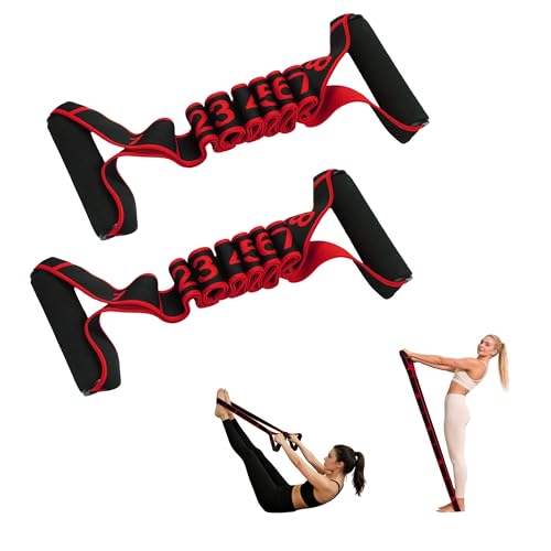 Fitness Resistance Band for Stretching and Yoga, Number Stretch Resistance Band with Clear Markings & Handles, 8-Segment Elastic Pull Rope for Pilates & Full Body Workout, Home Gym Equipment for Women