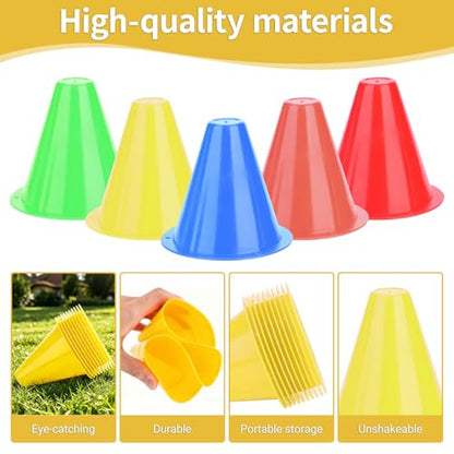 10-Pack Football Training Cones, Bracket Accessories, Obstacle Marking Set