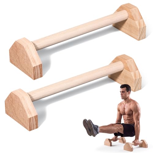 2 Pcs Wooden Parallettes Bars Push up Stands 15.7/19.7 Inch Push up Bars Calisthenics Equipment Non Slip Base Solid Portable Exercise Home Workout Equipment for Strength Training - size: 15.7 Inch