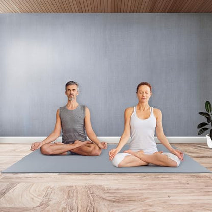 Large Yoga Mat - 6’x4’ Wide Exercise Mat - 8mm Thick Waterproof Non-Slip Workout Mat - Gym Flooring for Home Gym Studio Workouts, Pilates, Stretching and Meditation - Fitness Mat by Wakeman