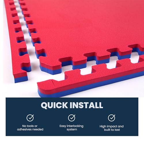 FlooringInc's 1" Thick Foam Tiles, 3'x3' or 2'x2' Reversable Interlocking Tiles, Ideal Yoga Mat, Gymnastics Mat, Workout Mat for MMA and Jiu Jitsu Training