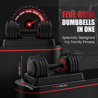 Flash Limp Adjustable Dumbbells 55LB Single Dumbbell 5 in 1 Free Dumbbell Weight Adjust with Anti-Slip Metal Handle, Ideal for Full-Body Home Gym Workouts