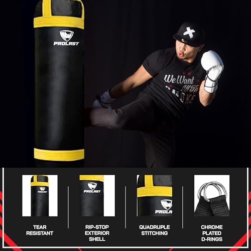 4 ft 80lb Heavy Boxing Punching Bag, Muay Thai, MMA, Strength Training Equipment, Hanging, Rhino Logo, Two Tone