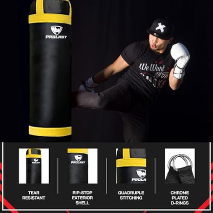 4 ft 80lb Heavy Boxing Punching Bag, Muay Thai, MMA, Strength Training Equipment, Hanging, Rhino Logo, Two Tone
