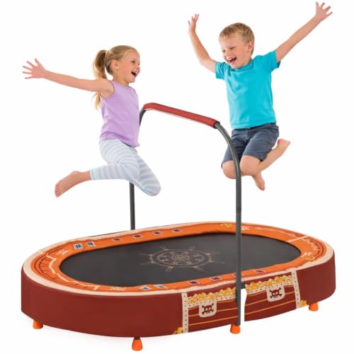 Indoor Trampoline, 55" Foldable Trampoline with Handle, Oval Trampoline for Kids, Play Rebounder, Kids Trampoline Indoor, Gift for Girls Age 3+