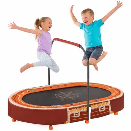 Indoor Trampoline, 55" Foldable Trampoline with Handle, Oval Trampoline for Kids, Play Rebounder, Kids Trampoline Indoor, Gift for Girls Age 3+