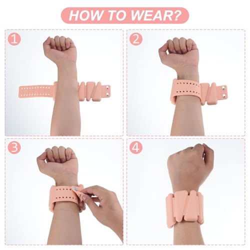 PATIKIL Adjustable Wrist Weights Set of 2, 2Lbs Total (1lb Each) Silicone Ankle Walking Weights for Women Men Bracelets for Training Yoga Jogging Aerobics - color: Light Pink
