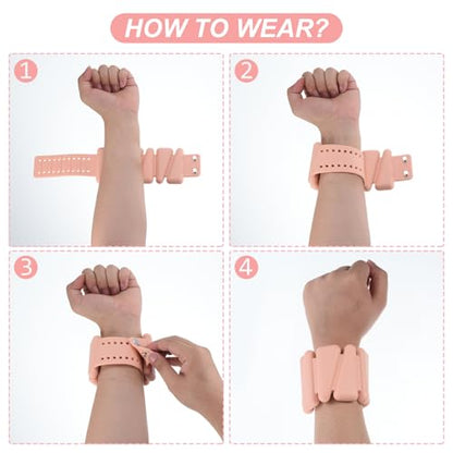 PATIKIL Adjustable Wrist Weights Set of 2, 2Lbs Total (1lb Each) Silicone Ankle Walking Weights for Women Men Bracelets for Training Yoga Jogging Aerobics - color: Light Pink