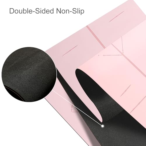 Natural Rubber Yoga Mat - Non Slip Non Toxic - 5mm Thick Yoga Mat for Hot Yoga/Pilates - Extra Large 26.8’’ with Alignment Guide - Sweat Proof - with Carrying Bag
